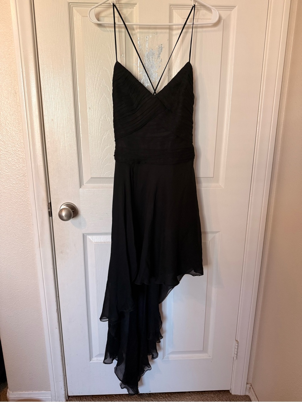 Laundry By Shelli Segal Black Asymmetrical Spaghetti-Strap Dress